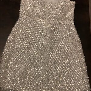 Lulu's White and Silver Sequin Dress